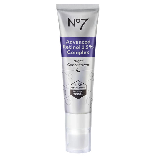 No7 Advanced Retinol Complex Night Concentrate - Slow Release Retinol Serum Complex + Peptide Matrixyl 3000+ Boosted Overnight Anti-Aging Retinol Concentrate for Smoother Softer Skin (1oz)